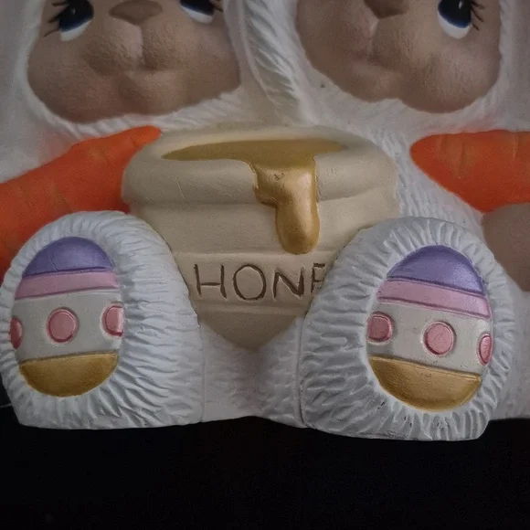 Vintage easter handpainted bears bunnies with honey decoration - Picture 4 of 7